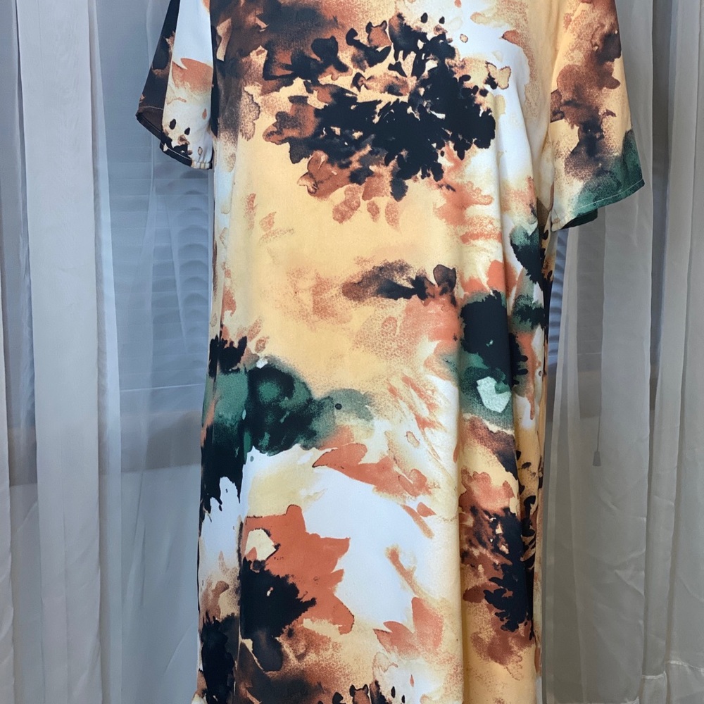 Camaraderie Orange Print Shift Dress size L